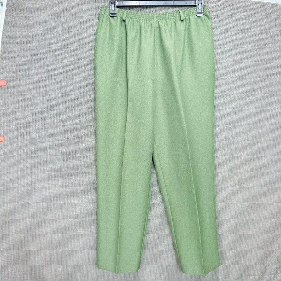 Alfred Dunner Womens Size 16 Green Elastic Waist Pants Polyester Blend - Picture 1 of 9